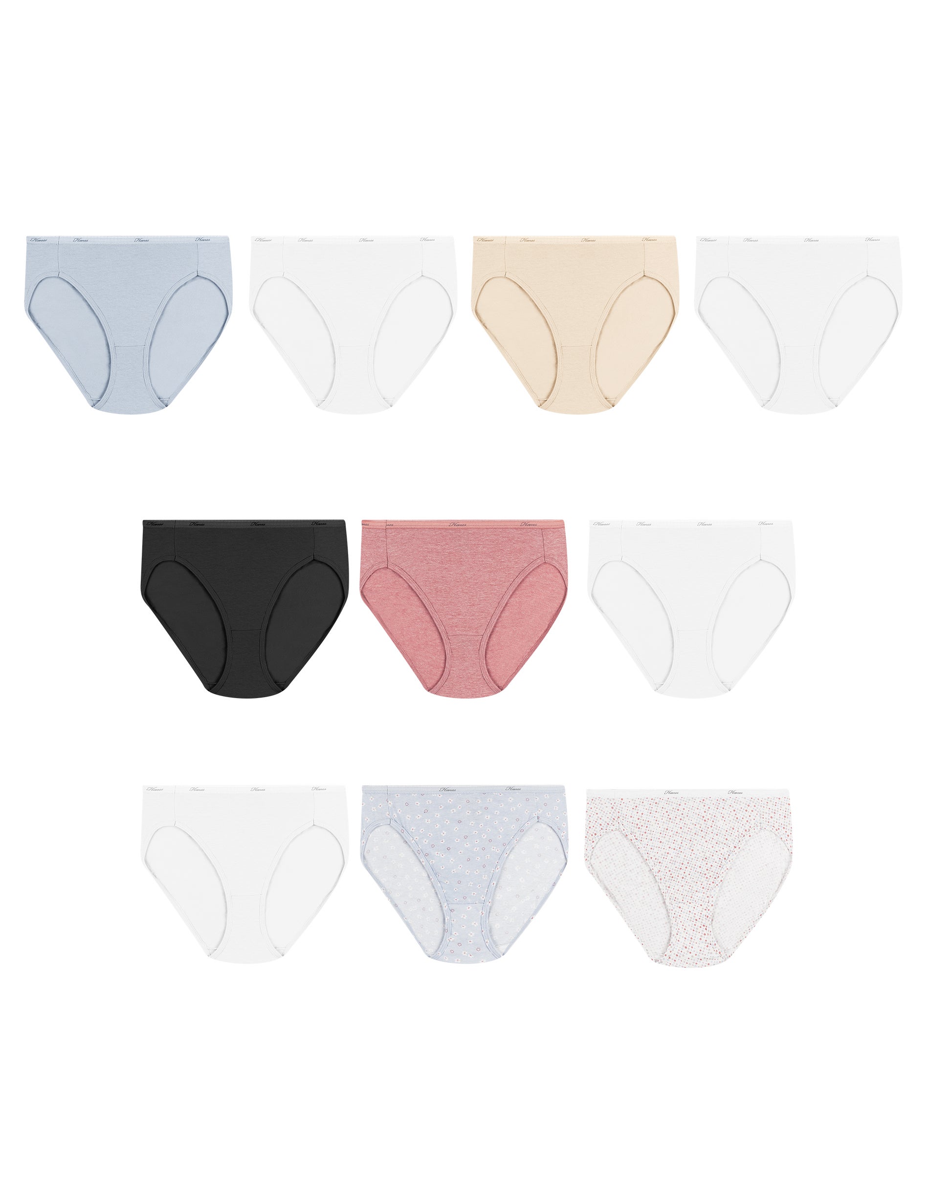 Hanes Womens Breathable Cotton Stretch Bikini 10-Pack - Apparel